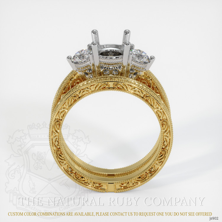 18K White & Yellow Antique Style Ring Setting