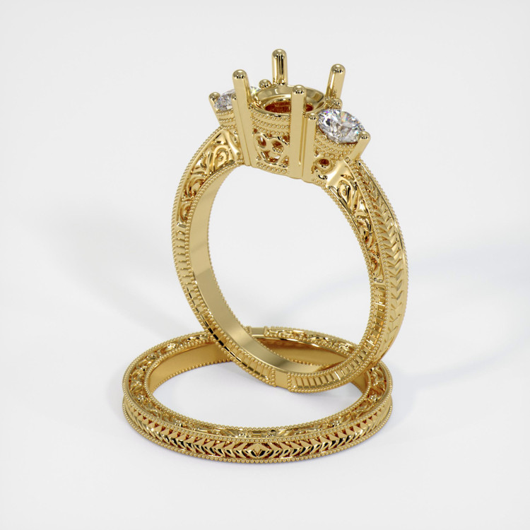 14K Yellow Gold Antique Style Ring Setting