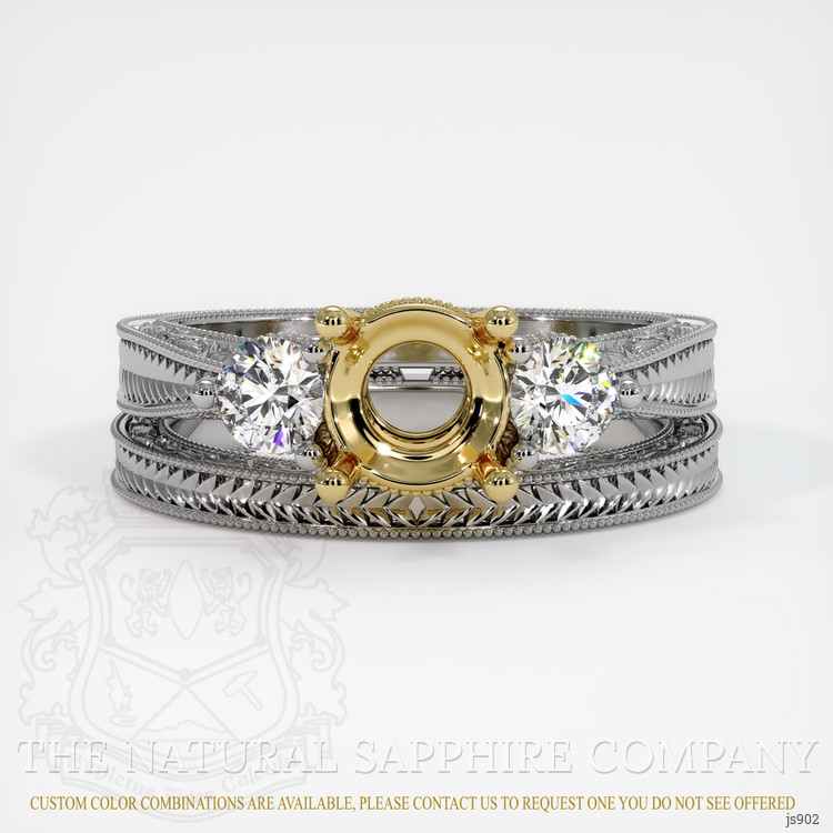 14K Yellow & White Antique Style Ring Setting