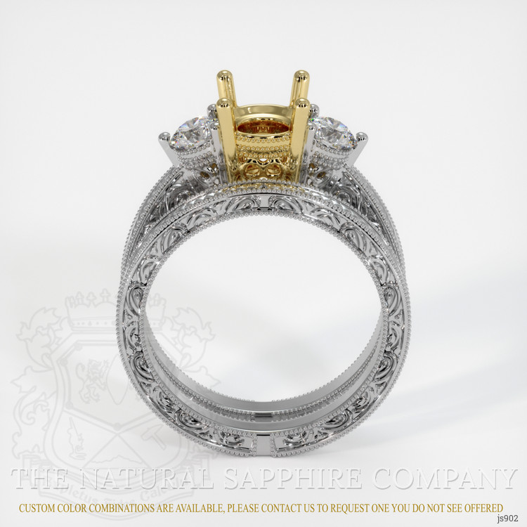 14K Yellow & White Antique Style Ring Setting