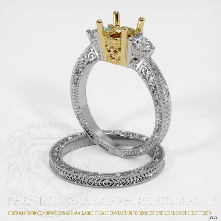 14K Yellow & White Antique Style Ring Setting