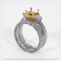 18K Yellow & White Antique Style Ring Setting Image