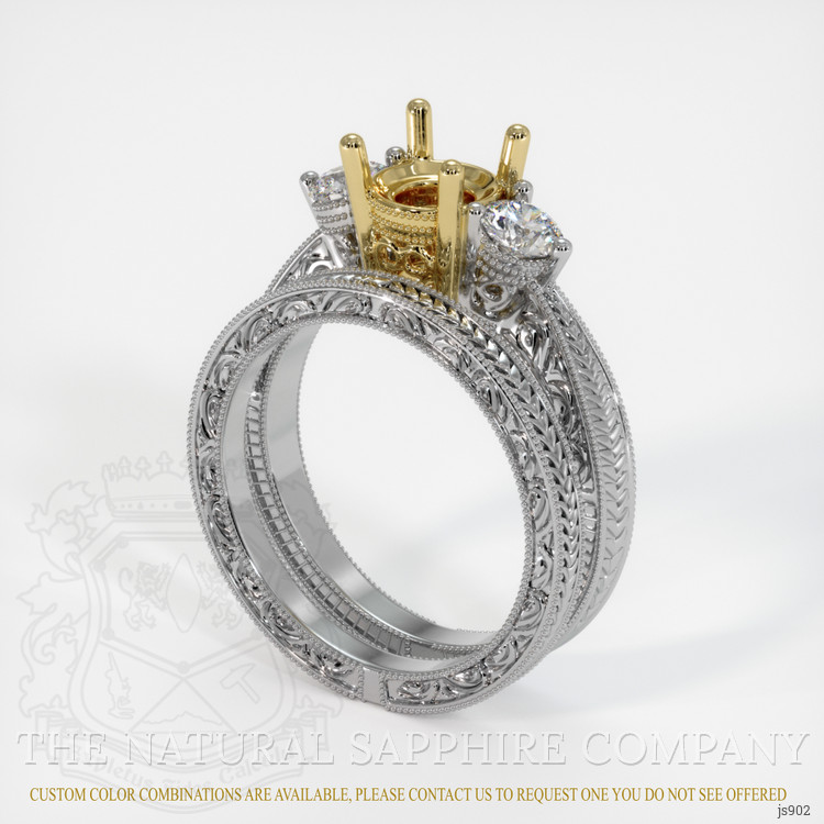 18K Yellow & White Antique Style Ring Setting