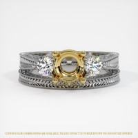 18K Yellow & White Antique Style Ring Setting Image