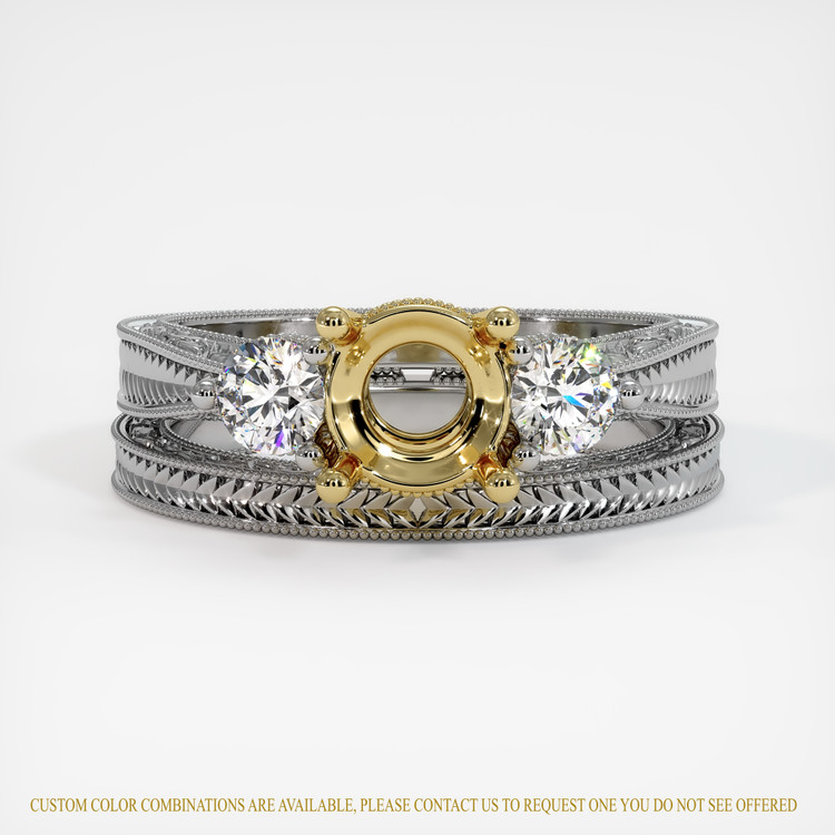 18K Yellow & White Antique Style Ring Setting