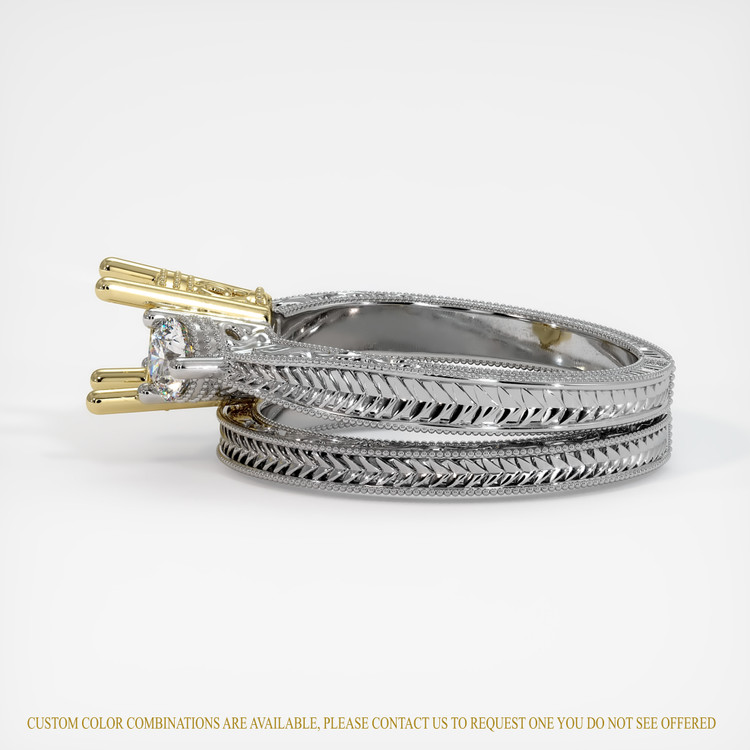18K Yellow & White Antique Style Ring Setting