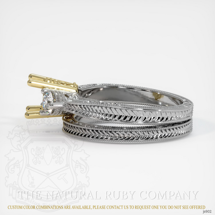 18K Yellow & White Antique Style Ring Setting