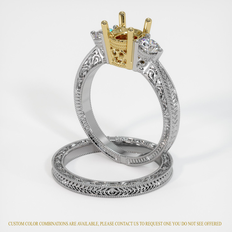 18K Yellow & White Antique Style Ring Setting