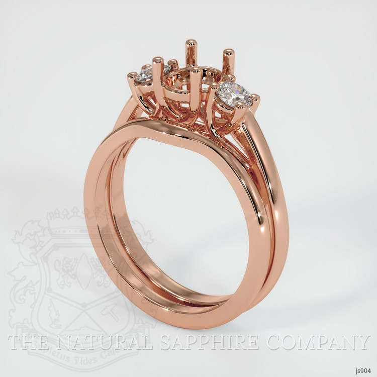 14K Rose Gold Three Stone Ring Setting