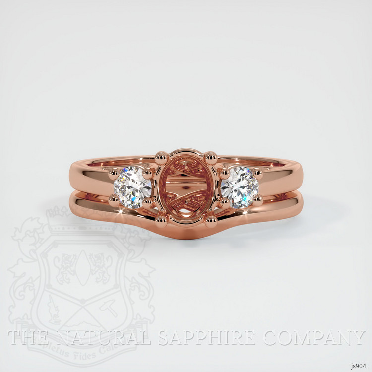 14K Rose Gold Three Stone Ring Setting