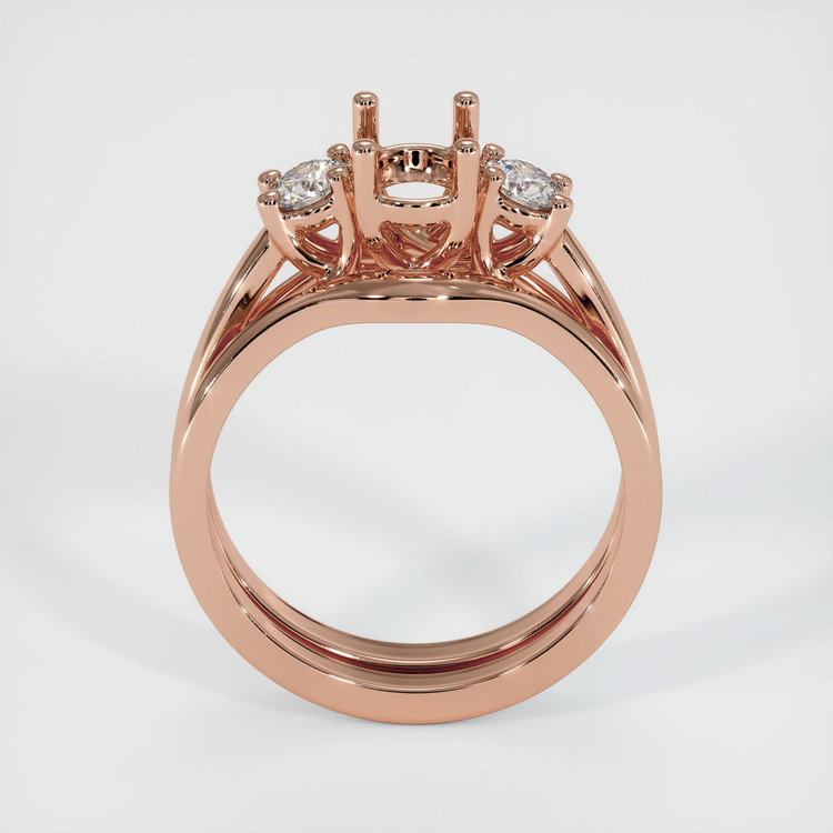 14K Rose Gold Three Stone Ring Setting