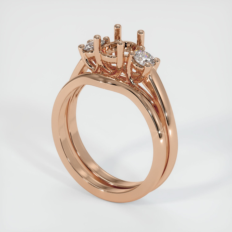 18K Rose Gold Three Stone Ring Setting