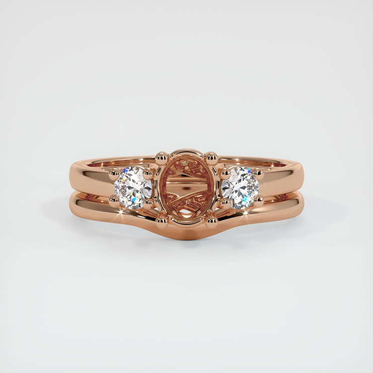 18K Rose Gold Three Stone Ring Setting