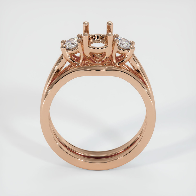 18K Rose Gold Three Stone Ring Setting
