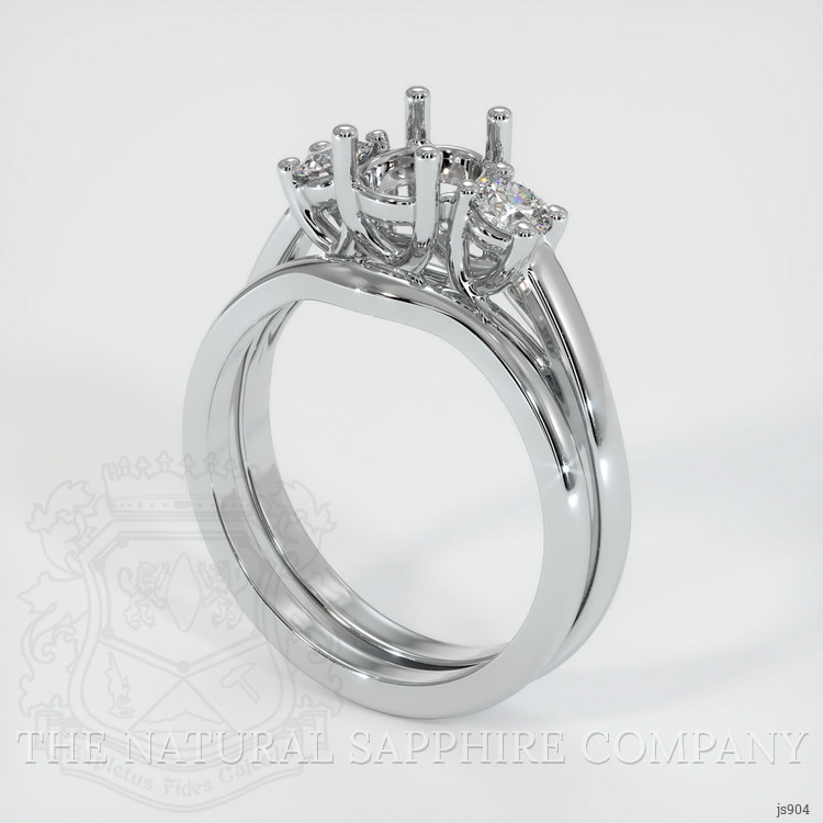 10K White Gold Three Stone Ring Setting
