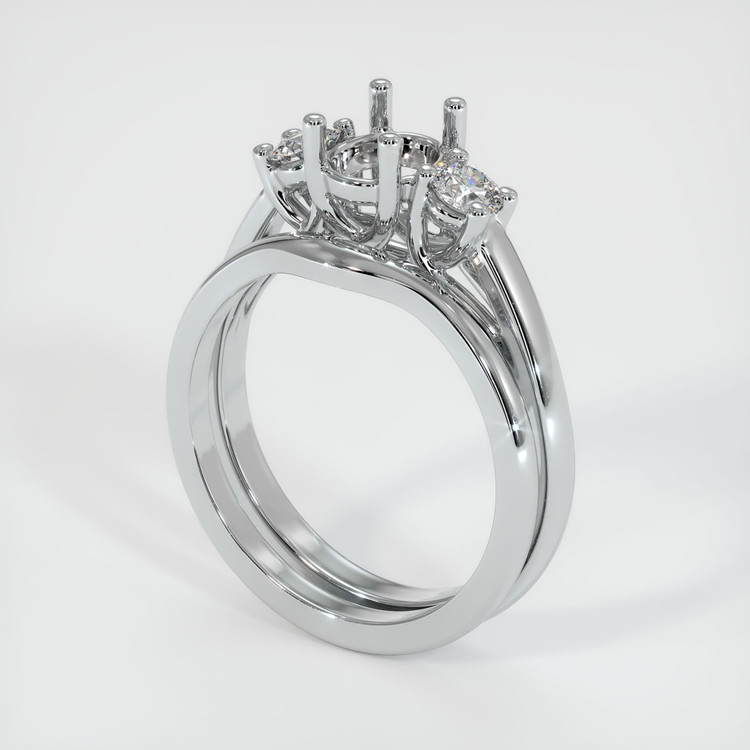 10K White Gold Three Stone Ring Setting