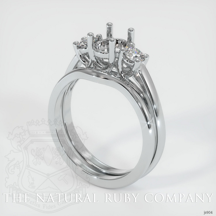 14K White Gold Three Stone Ring Setting