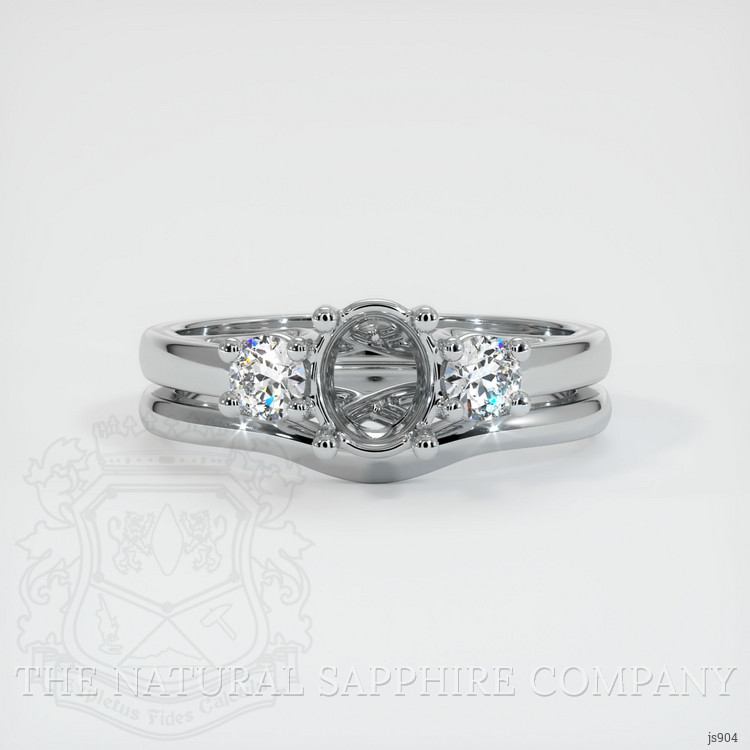 14K White Gold Three Stone Ring Setting