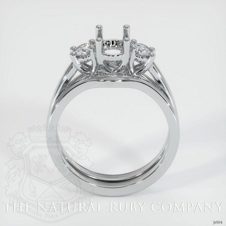 14K White Gold Three Stone Ring Setting