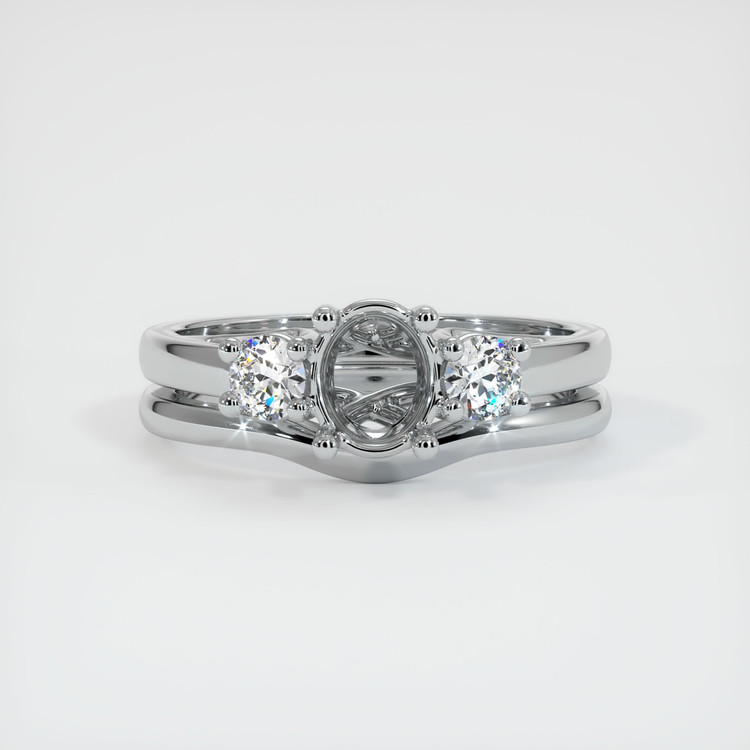 18K White Gold Three Stone Ring Setting
