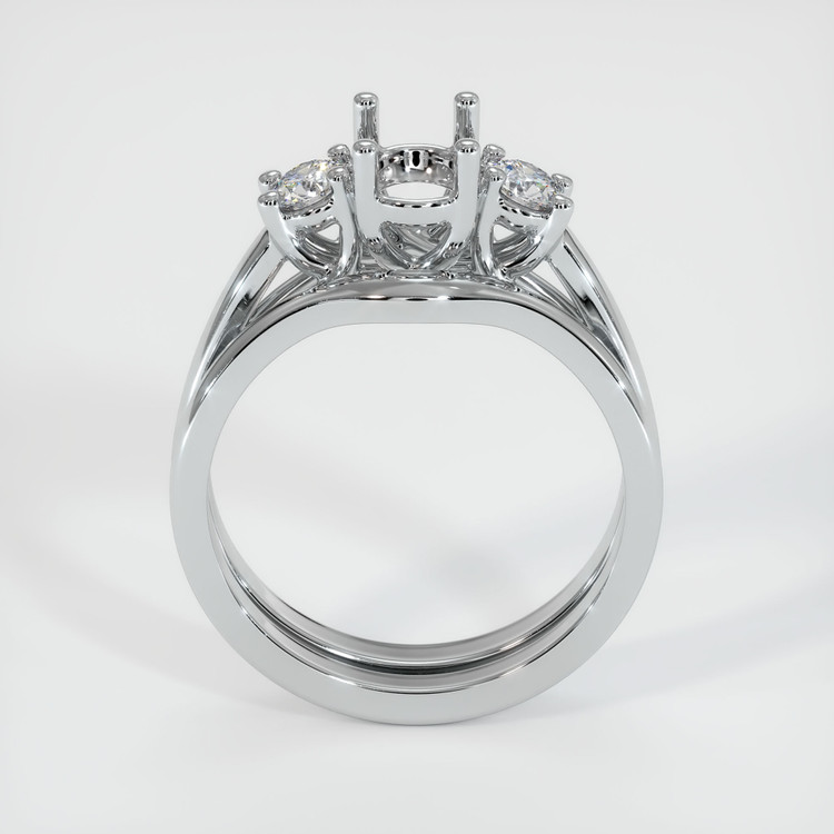 18K White Gold Three Stone Ring Setting