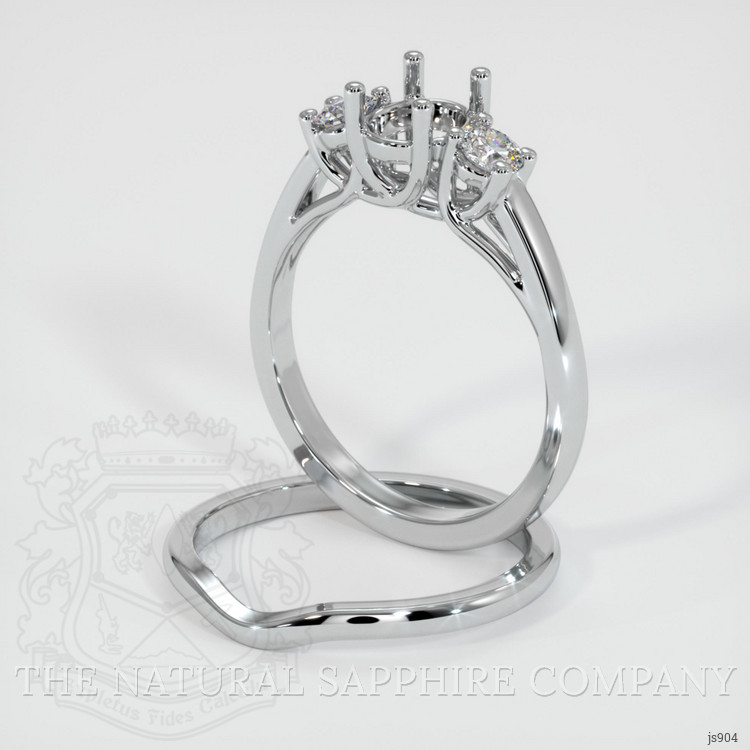 18K White Gold Three Stone Ring Setting
