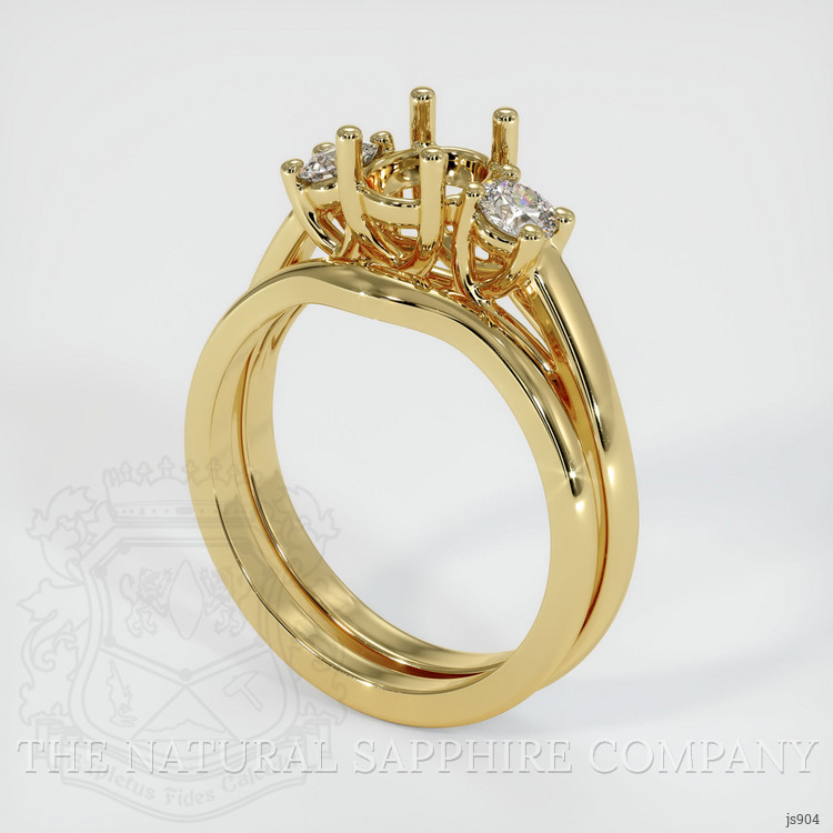 18K Yellow Gold Three Stone Ring Setting