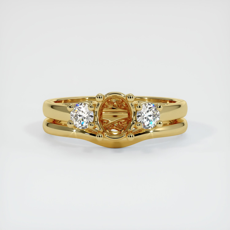 18K Yellow Gold Three Stone Ring Setting