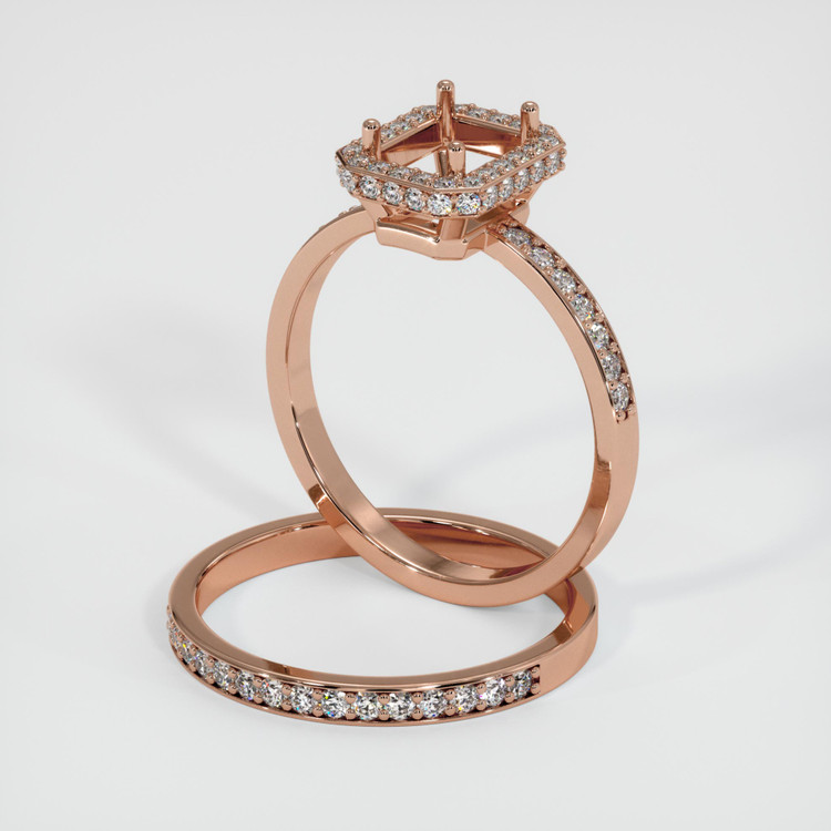 14K Rose Gold Pave Ring Setting