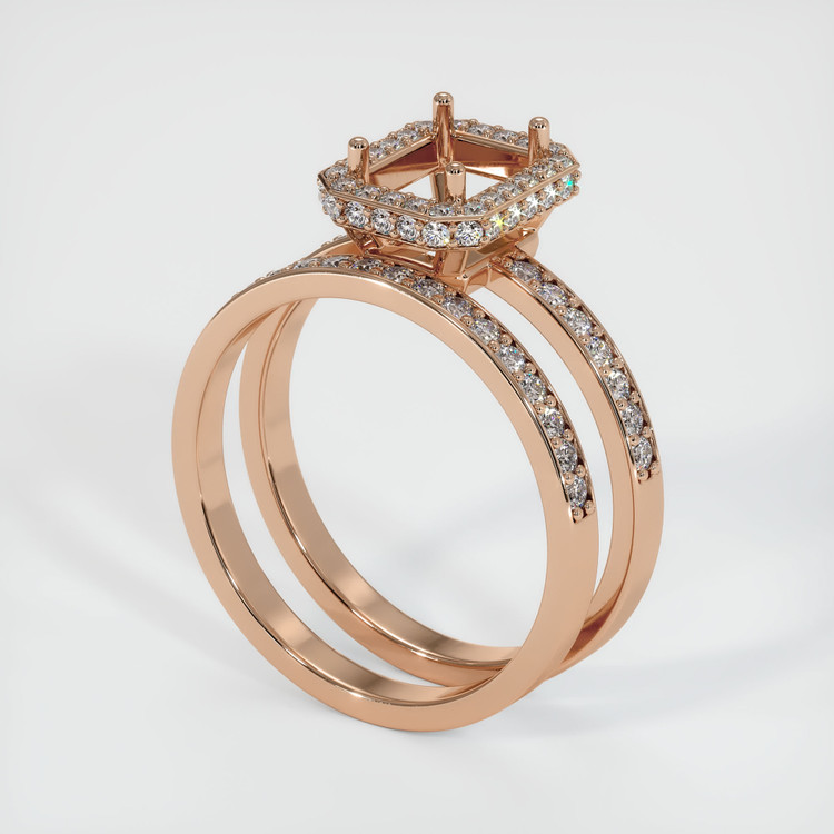 18K Rose Gold Pave Ring Setting