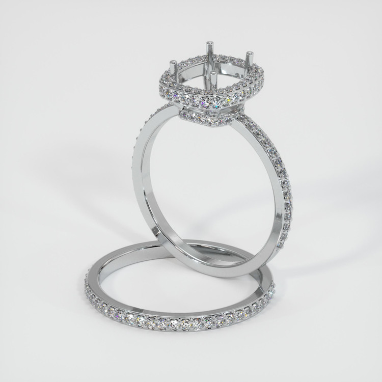 14K White Gold Pave Ring Setting