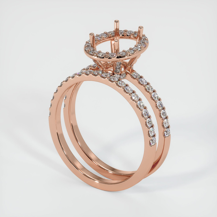 14K Rose Gold Pave Ring Setting