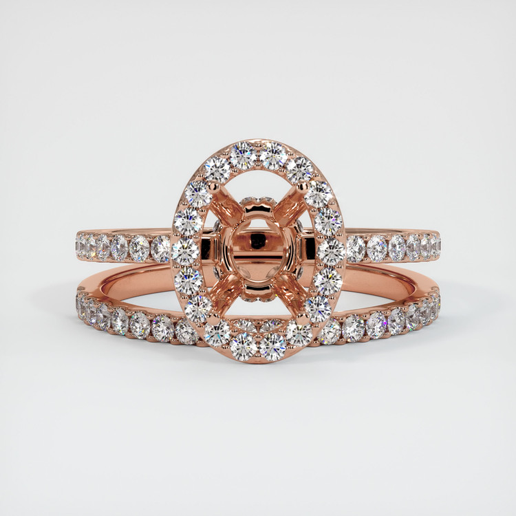 14K Rose Gold Pave Ring Setting