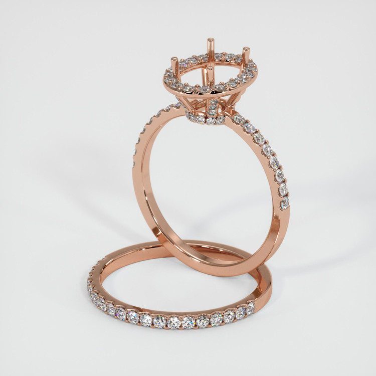 14K Rose Gold Pave Ring Setting