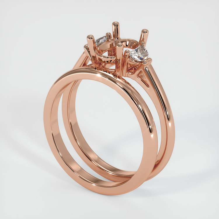 14K Rose Gold Three Stone Ring Setting