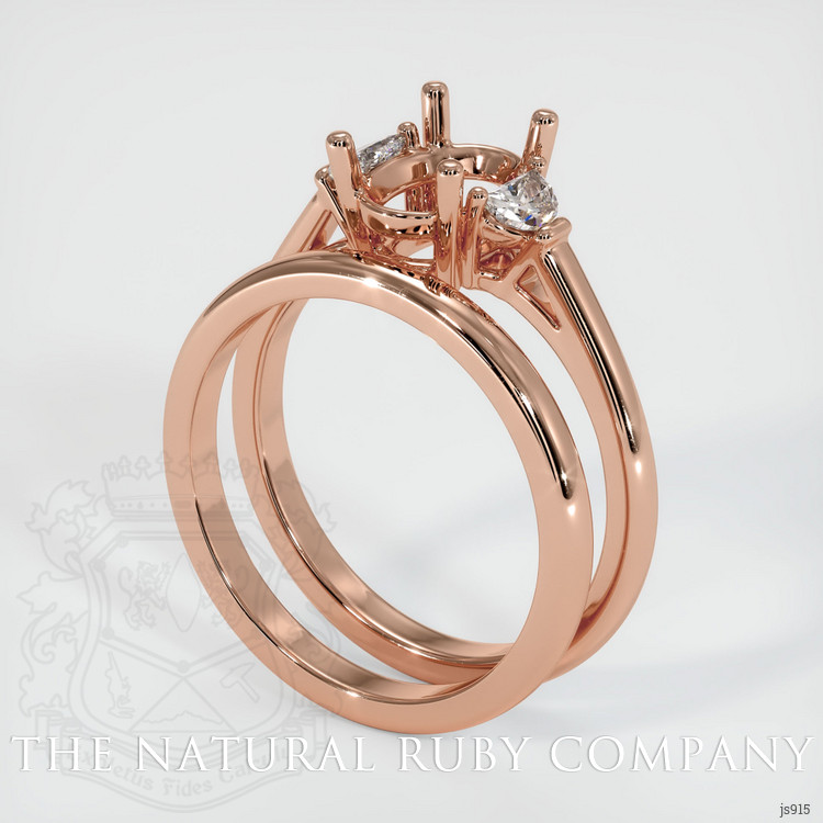 14K Rose Gold Three Stone Ring Setting