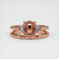 14K Rose Gold Three Stone Ring Setting Image