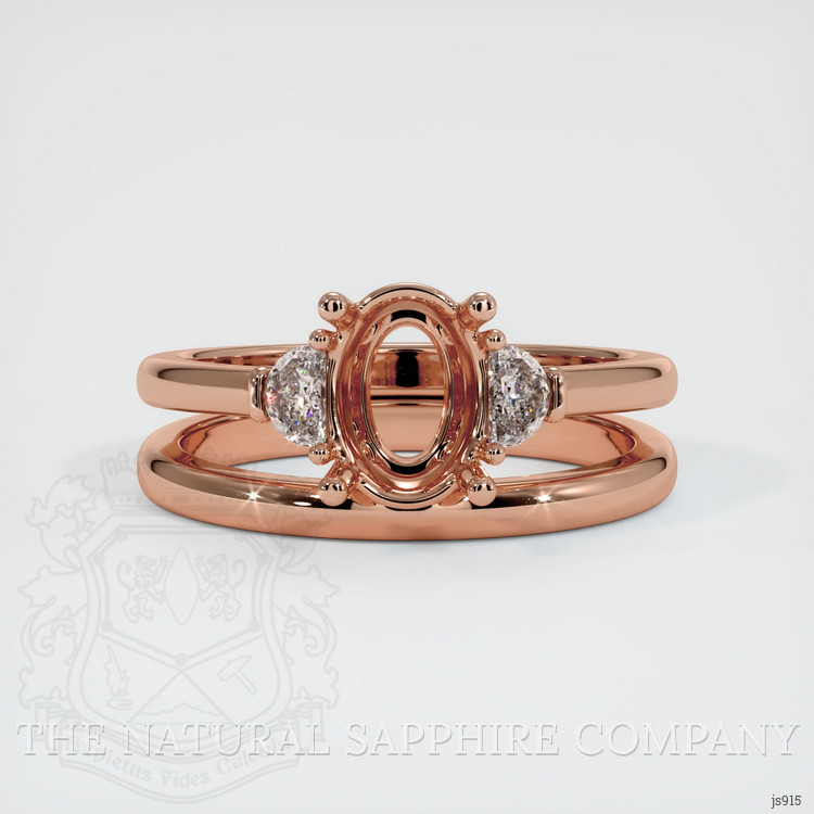 14K Rose Gold Three Stone Ring Setting