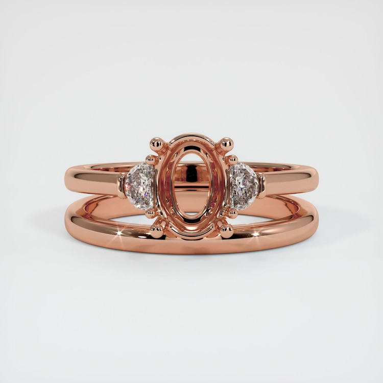 14K Rose Gold Three Stone Ring Setting