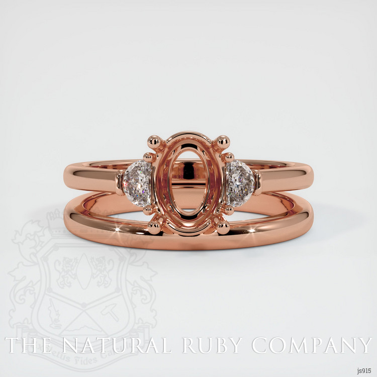 14K Rose Gold Three Stone Ring Setting