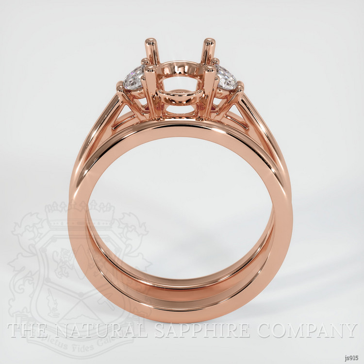 14K Rose Gold Three Stone Ring Setting