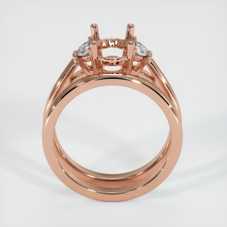14K Rose Gold Three Stone Ring Setting
