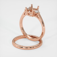 14K Rose Gold Three Stone Ring Setting Image