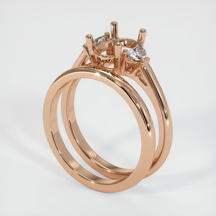 18K Rose Gold Three Stone Ring Setting