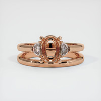 18K Rose Gold Three Stone Ring Setting Image