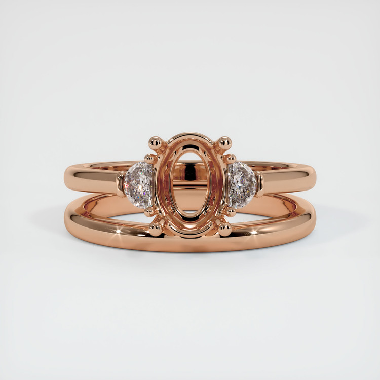 18K Rose Gold Three Stone Ring Setting