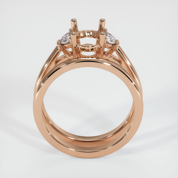 18K Rose Gold Three Stone Ring Setting