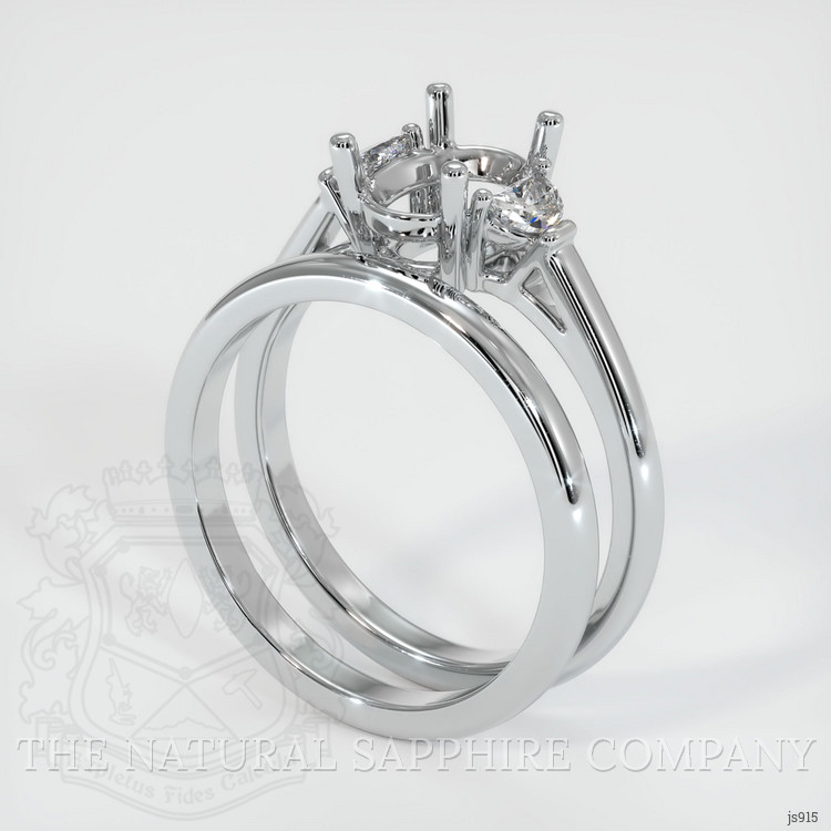 14K White Gold Three Stone Ring Setting