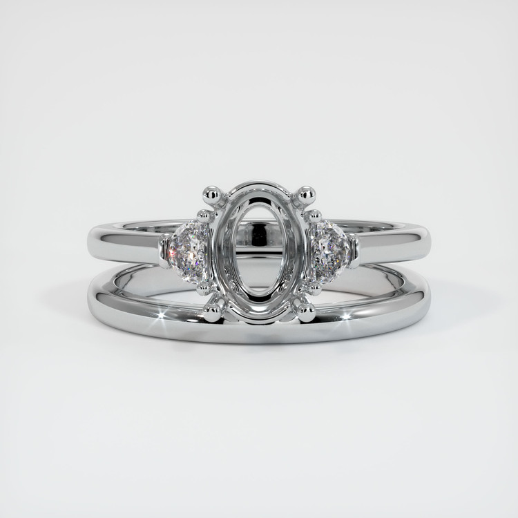 14K White Gold Three Stone Ring Setting