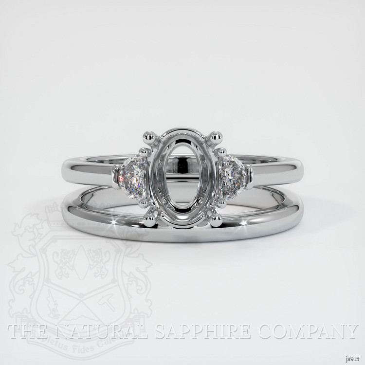 14K White Gold Three Stone Ring Setting